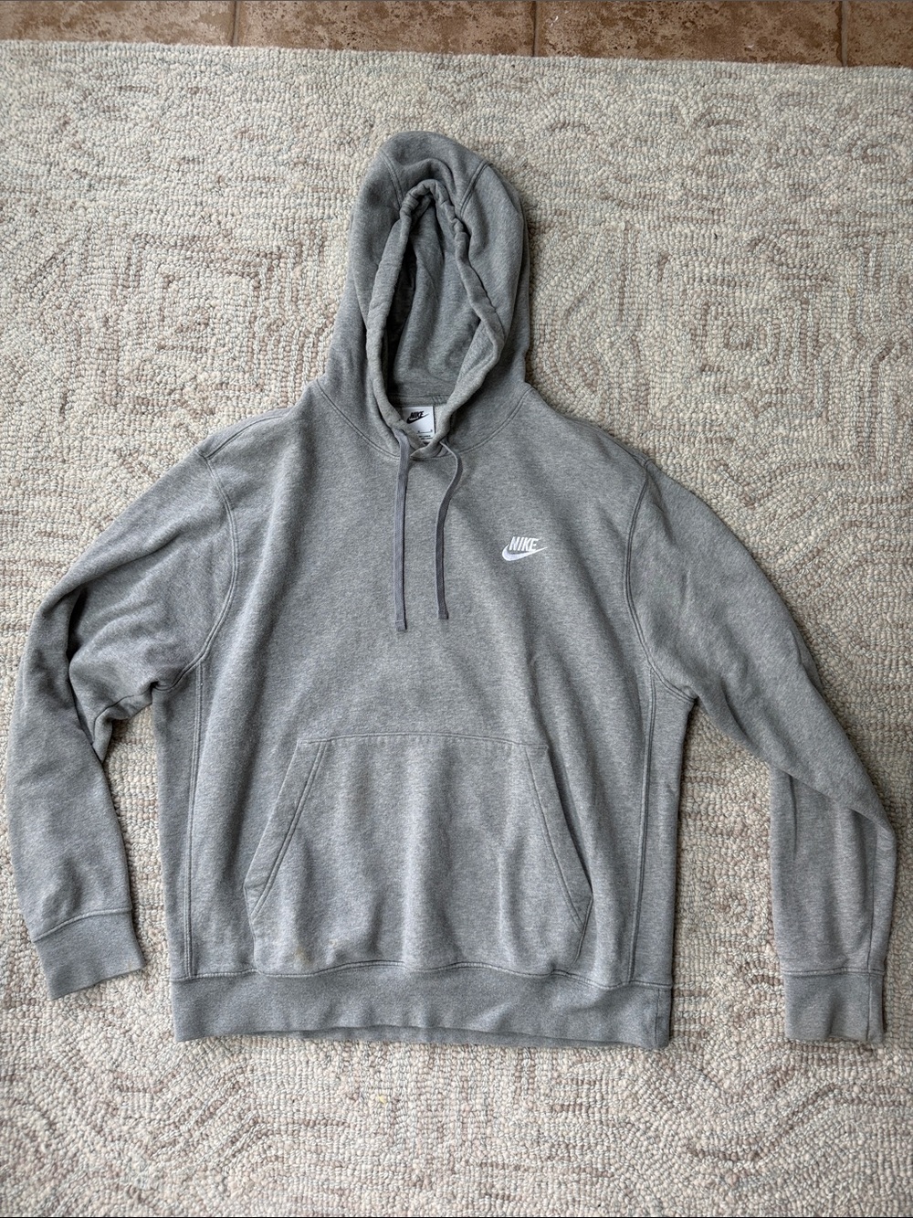 Nike Gray Men's Pullover Hoodie with White Swoosh